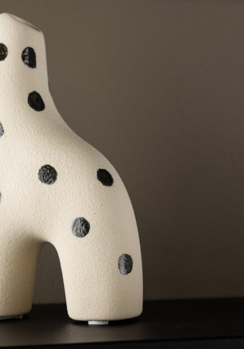 VENTURE DESIGN Aya vase - hvid/sorte prikker stentj (9x4x16H)