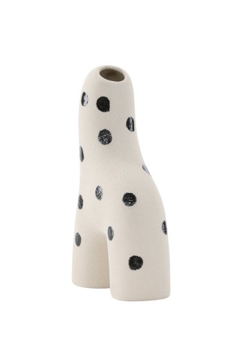 VENTURE DESIGN Aya vase - hvid/sorte prikker stentj (9x4x16H)