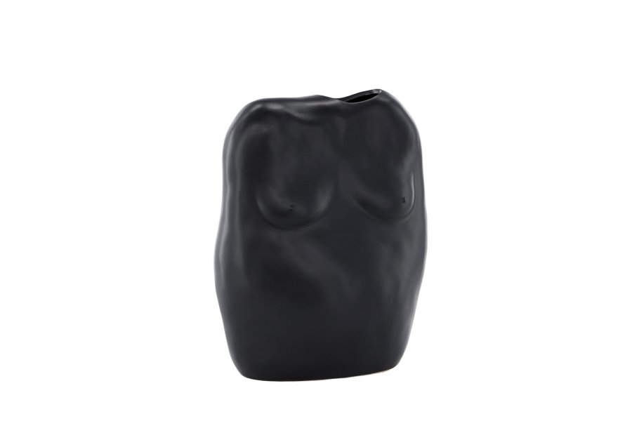 VENTURE DESIGN Romie vase - sort stentj (24x14x28H)