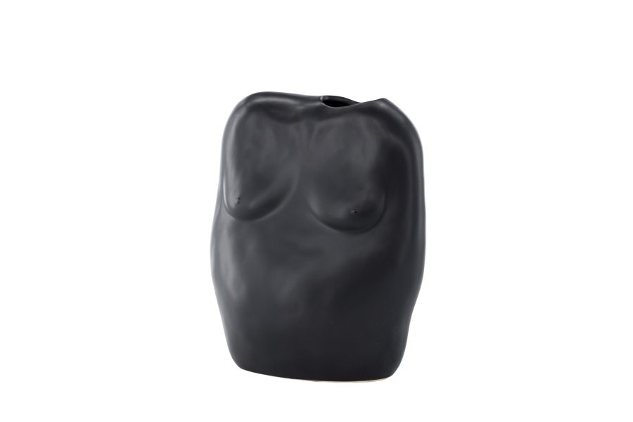 VENTURE DESIGN Romie vase - sort stentj (24x14x28H)