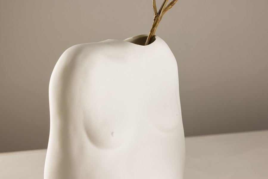 VENTURE DESIGN Romie vase - offwhite stentj (24x14x28H)