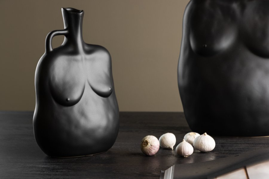 VENTURE DESIGN Conta vase - mat sort stentj (17x10x25H)