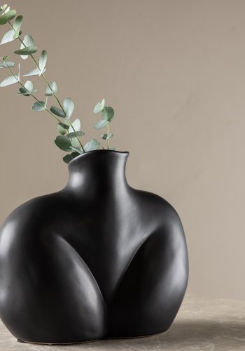 VENTURE DESIGN Harvey vase - mat sort stentj (17x10x15H)
