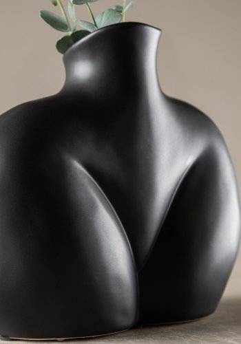 VENTURE DESIGN Harvey vase - mat sort stentj (17x10x15H)