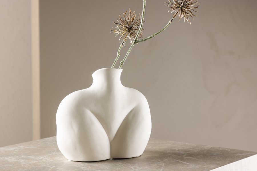VENTURE DESIGN Harvey vase - offwhite stentj (17x10x15H)