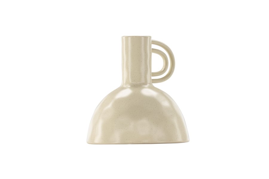 VENTURE DESIGN Vivi vase, m. hank - beige/sorte prikker stentj (24x24x25H)