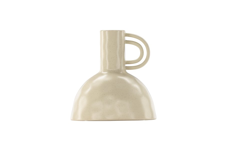 VENTURE DESIGN Vivi vase, m. hank - beige/sorte prikker stentj (24x24x25H)