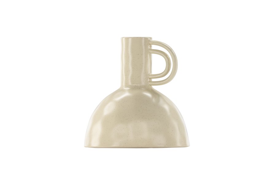 VENTURE DESIGN Vivi vase, m. hank - beige/sorte prikker stentj (24x24x25H)