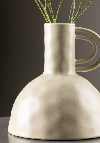 VENTURE DESIGN Vivi vase, m. hank - beige/sorte prikker stentj (24x24x25H)