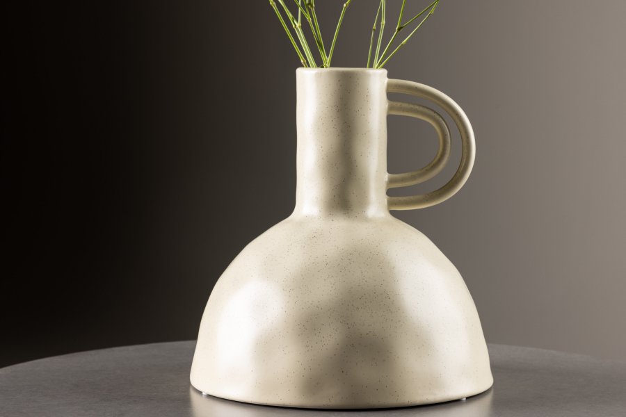 VENTURE DESIGN Vivi vase, m. hank - beige/sorte prikker stentj (24x24x25H)