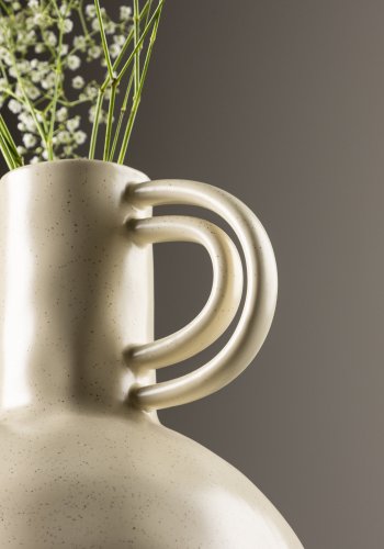 VENTURE DESIGN Vivi vase, m. hank - beige/sorte prikker stentj (24x24x25H)