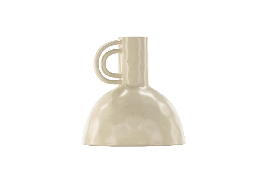 VENTURE DESIGN Vivi vase, m. hank - beige/sorte prikker stentj (24x24x25H)