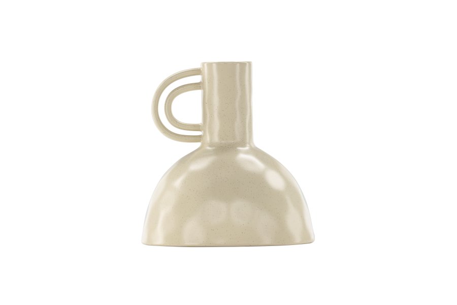 VENTURE DESIGN Vivi vase, m. hank - beige/sorte prikker stentj (24x24x25H)