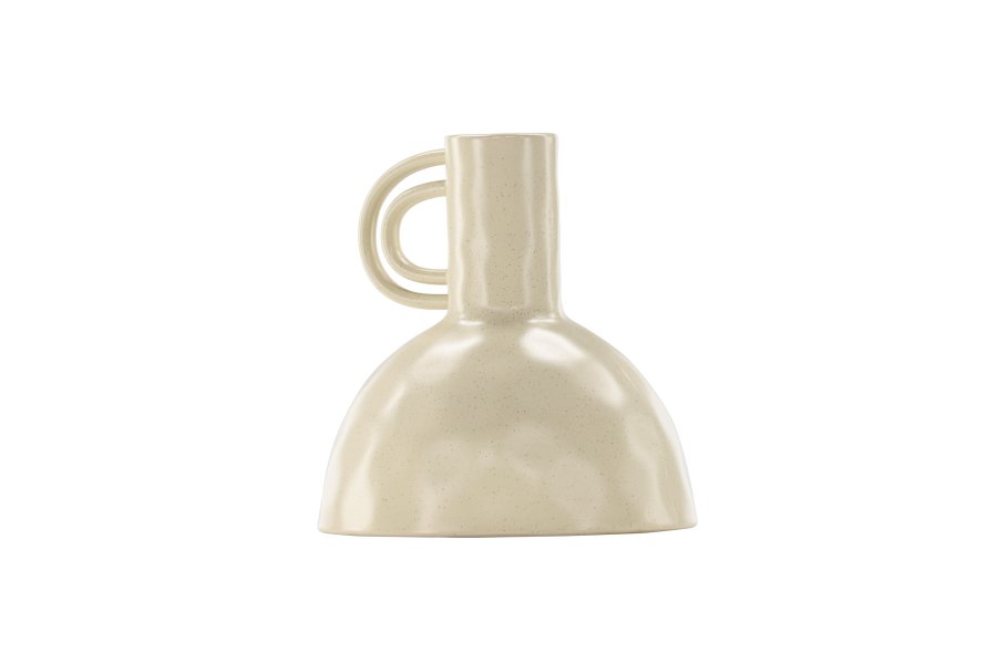 VENTURE DESIGN Vivi vase, m. hank - beige/sorte prikker stentj (24x24x25H)