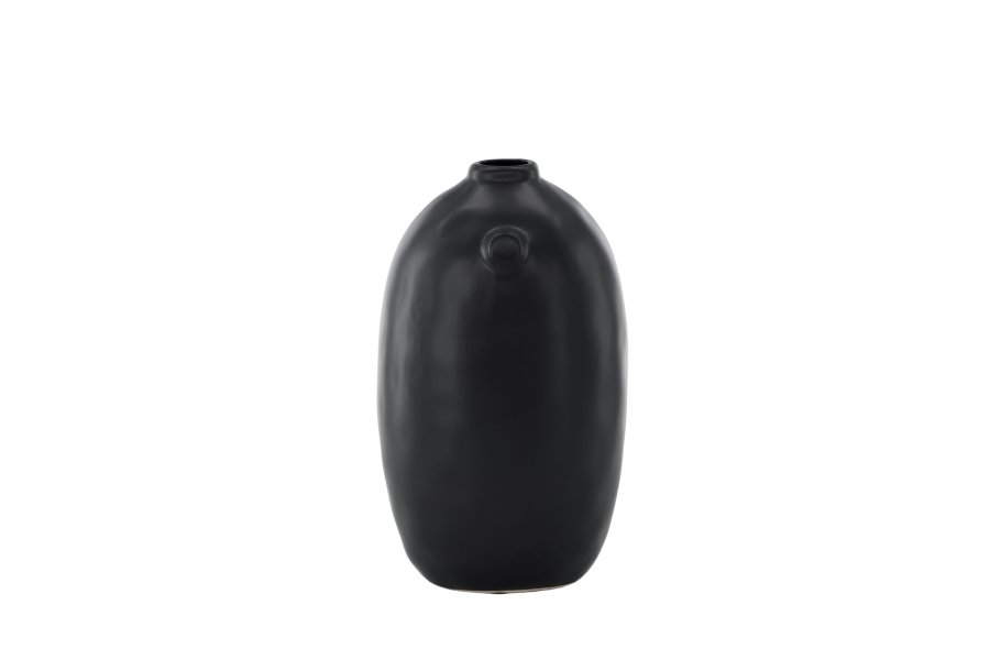 VENTURE DESIGN Madi vase, rund sort stentj (17x17x28H)