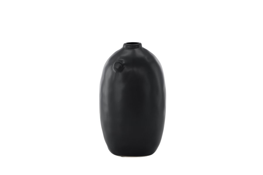 VENTURE DESIGN Madi vase, rund sort stentj (17x17x28H)