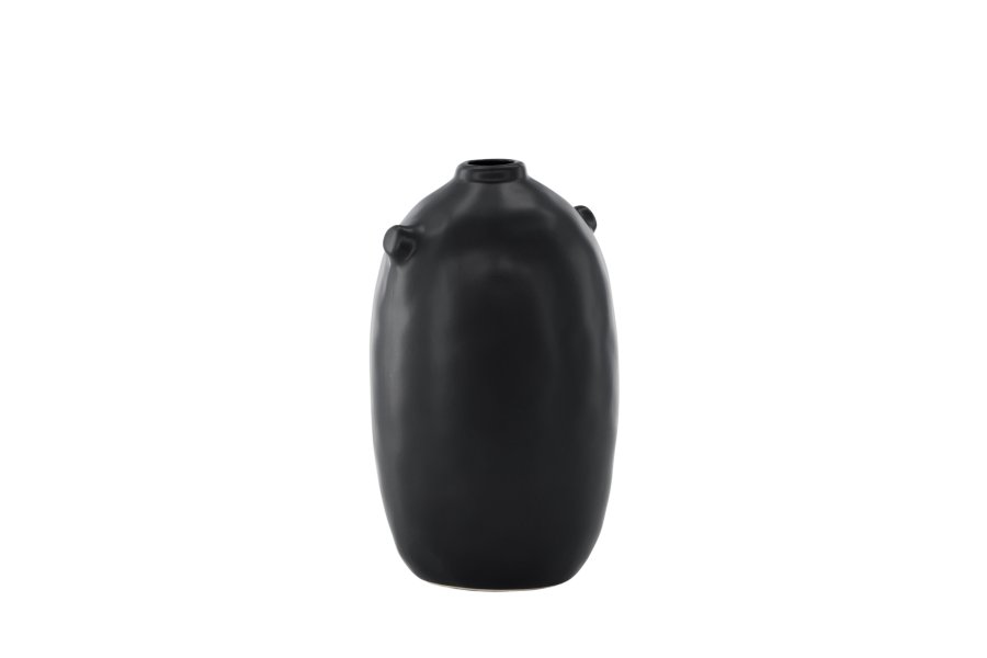 VENTURE DESIGN Madi vase, rund sort stentj (17x17x28H)