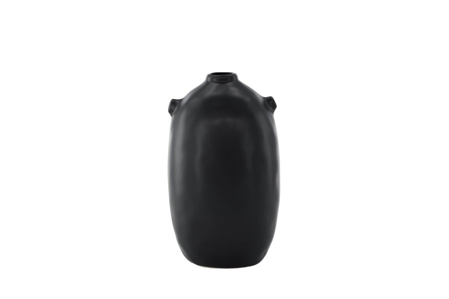 VENTURE DESIGN Madi vase, rund sort stentj (17x17x28H)