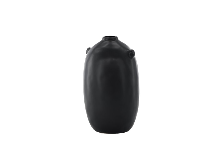 VENTURE DESIGN Madi vase, rund sort stentj (17x17x28H)