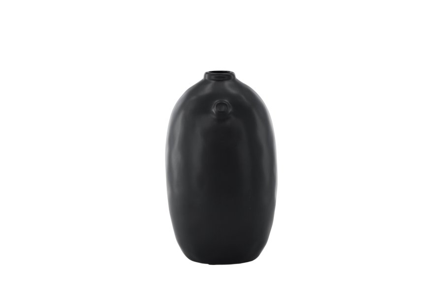 VENTURE DESIGN Madi vase, rund sort stentj (17x17x28H)