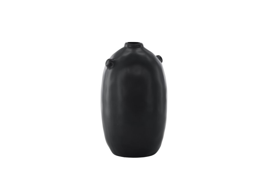 VENTURE DESIGN Madi vase, rund sort stentj (17x17x28H)