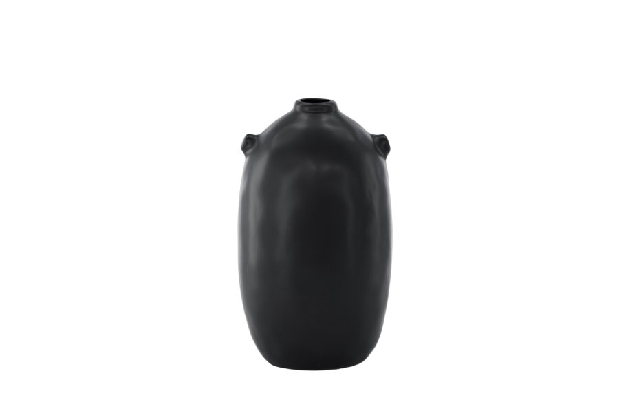 VENTURE DESIGN Madi vase, rund sort stentj (17x17x28H)