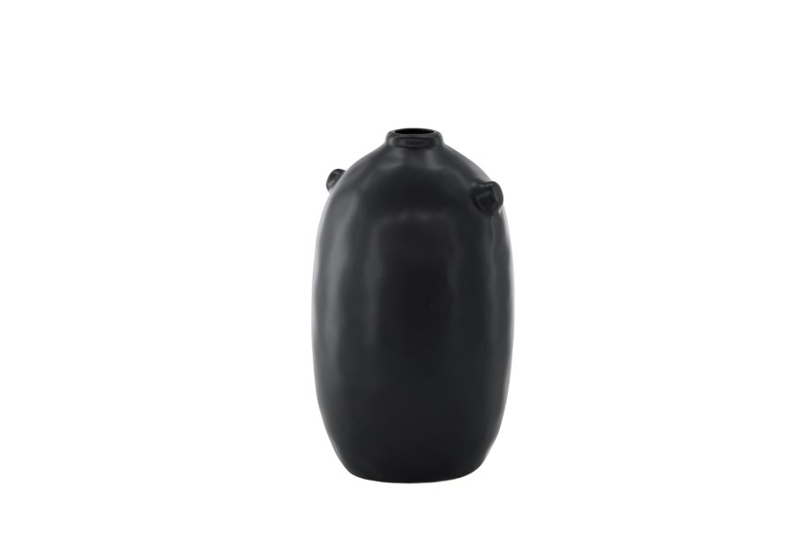 VENTURE DESIGN Madi vase, rund sort stentj (17x17x28H)