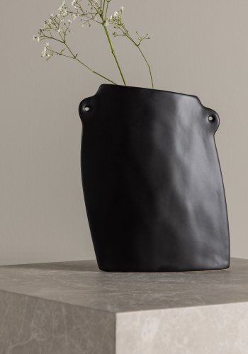 VENTURE DESIGN Hie vase, m. 2 hanke - matsort stentj (14x5x21H)