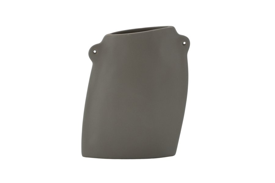 VENTURE DESIGN Hie vase, m. 2 hanke - mrkegr stentj (14x5x21H)