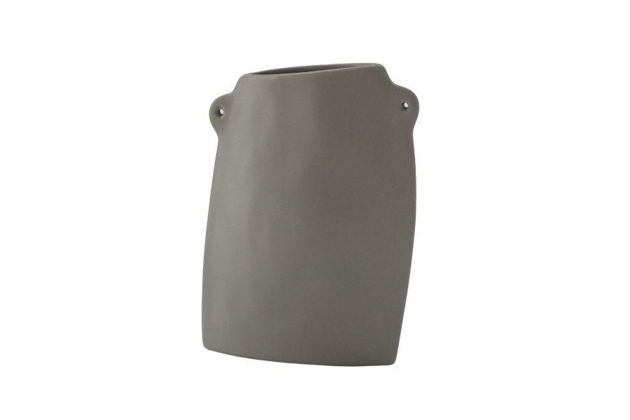 VENTURE DESIGN Hie vase, m. 2 hanke - mrkegr stentj (14x5x21H)