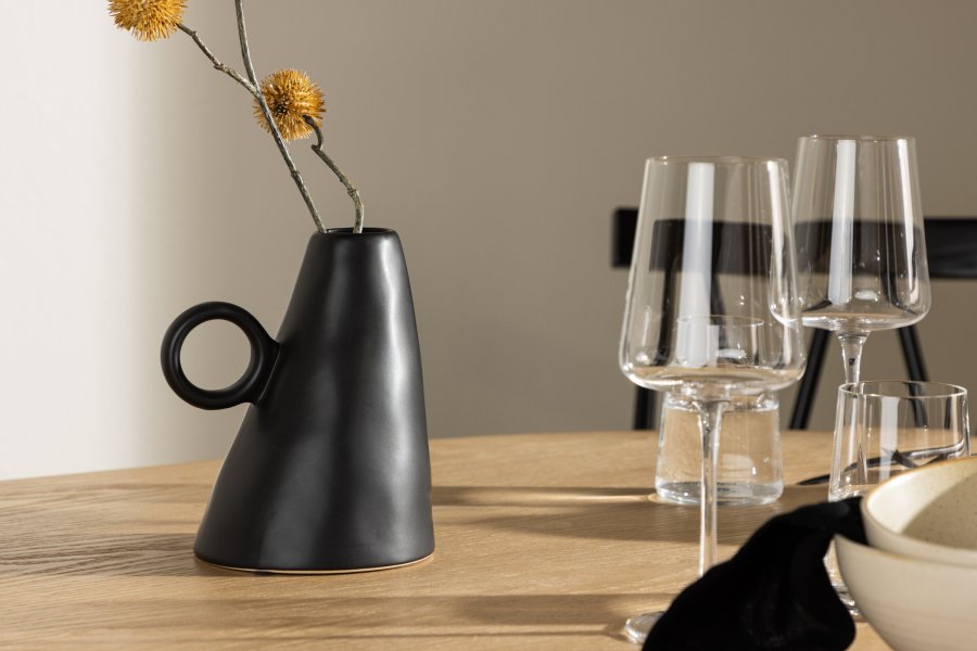 VENTURE DESIGN Ovy vase, m. 1 hank - mat sort stentj (14x13x17H)