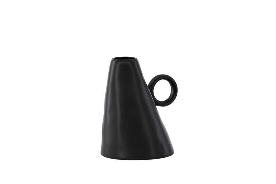 VENTURE DESIGN Ovy vase, m. 1 hank - mat sort stentj (14x13x17H)