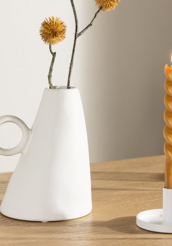 VENTURE DESIGN Ovy vase, m. 1 hank - hvid stentj (14x13x17H)