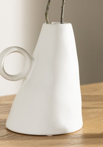 VENTURE DESIGN Ovy vase, m. 1 hank - hvid stentj (14x13x17H)