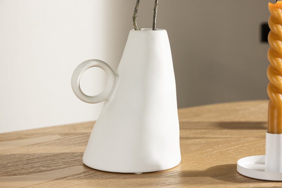 VENTURE DESIGN Ovy vase, m. 1 hank - hvid stentj (14x13x17H)