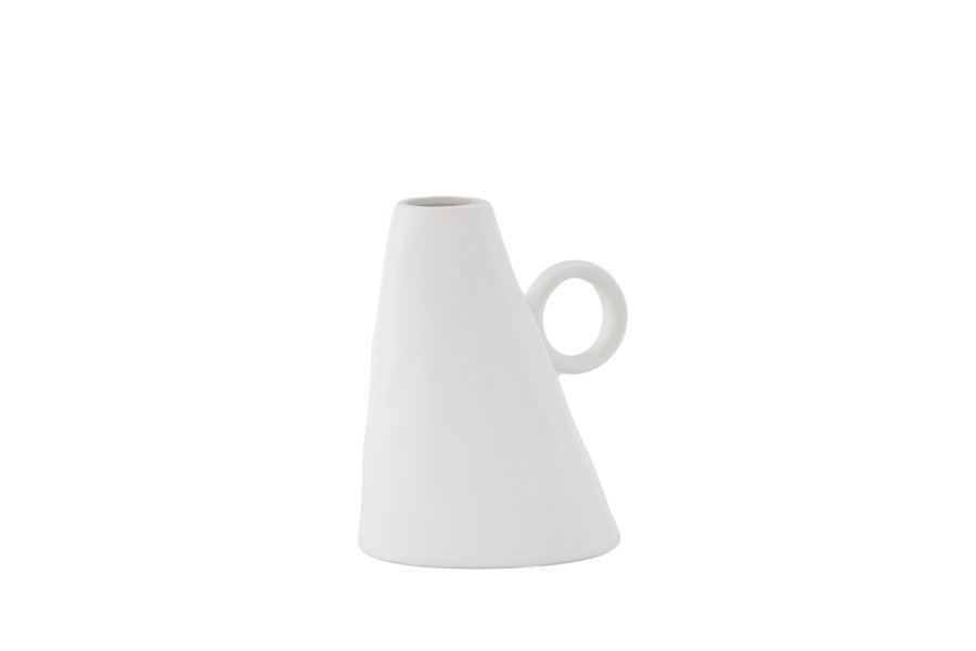 VENTURE DESIGN Ovy vase, m. 1 hank - hvid stentj (14x13x17H)
