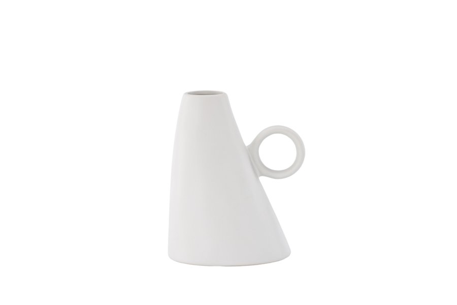 VENTURE DESIGN Ovy vase, m. 1 hank - hvid stentj (14x13x17H)