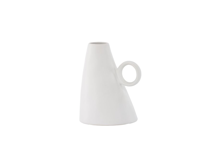 VENTURE DESIGN Ovy vase, m. 1 hank - hvid stentj (14x13x17H)