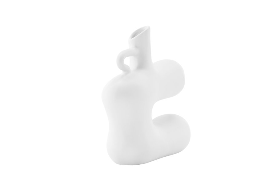 VENTURE DESIGN Dity vase, m. 1 hndtag - hvid stentj (18x7x19H)