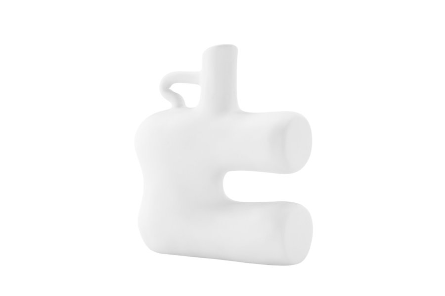 VENTURE DESIGN Dity vase, m. 1 hndtag - hvid stentj (18x7x19H)