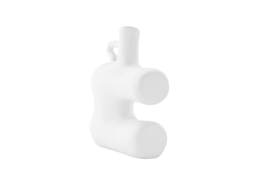 VENTURE DESIGN Dity vase, m. 1 hndtag - hvid stentj (18x7x19H)