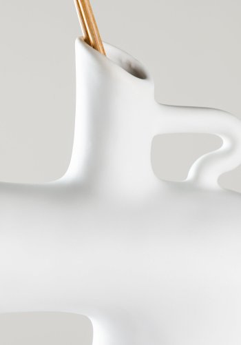 VENTURE DESIGN Dity vase, m. 1 hndtag - hvid stentj (18x7x19H)