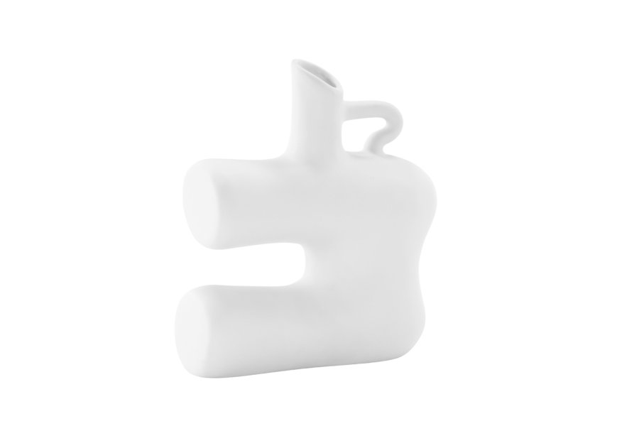 VENTURE DESIGN Dity vase, m. 1 hndtag - hvid stentj (18x7x19H)