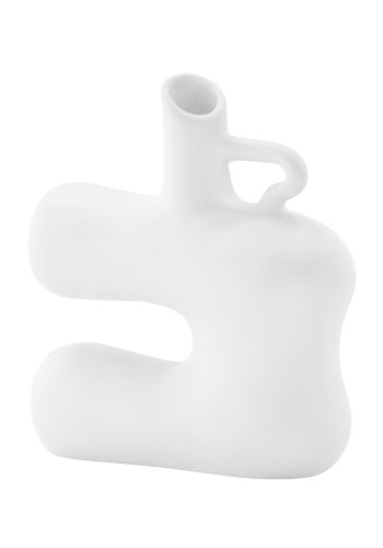 VENTURE DESIGN Dity vase, m. 1 hndtag - hvid stentj (18x7x19H)