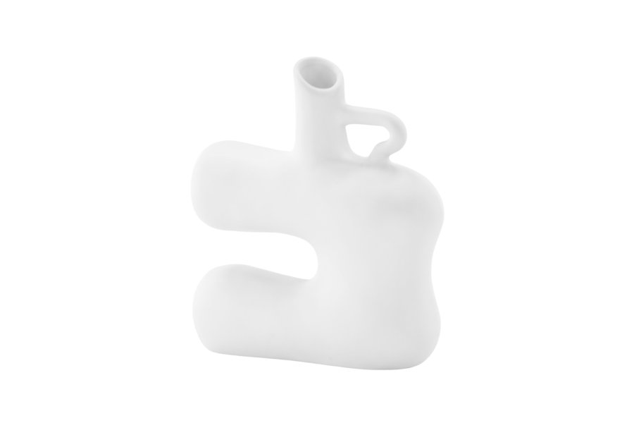 VENTURE DESIGN Dity vase, m. 1 hndtag - hvid stentj (18x7x19H)