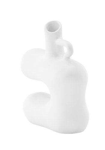 VENTURE DESIGN Dity vase, m. 1 hndtag - hvid stentj (18x7x19H)