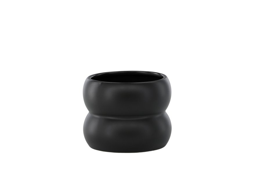 VENTURE DESIGN Dapne potte, rund - mat sort stentj (16x16x13)