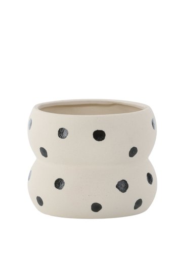 VENTURE DESIGN Dapne potte, rund - hvid/sorte prikker stentj (16x16x13)