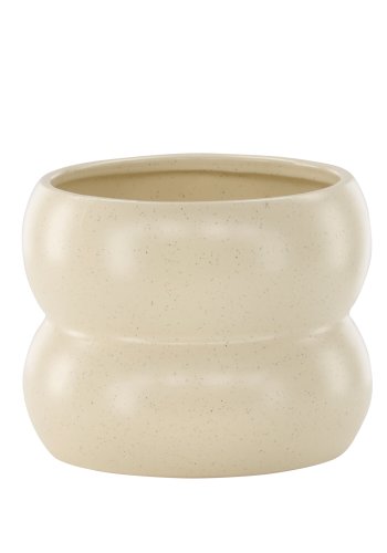 VENTURE DESIGN Dapne potte, rund - beige/sorte prikker stentj (16x16x13)