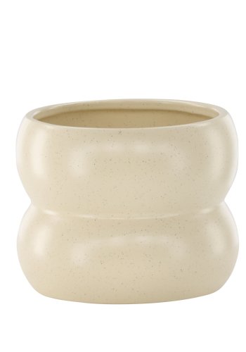 VENTURE DESIGN Dapne potte, rund - beige/sorte prikker stentj (16x16x13)